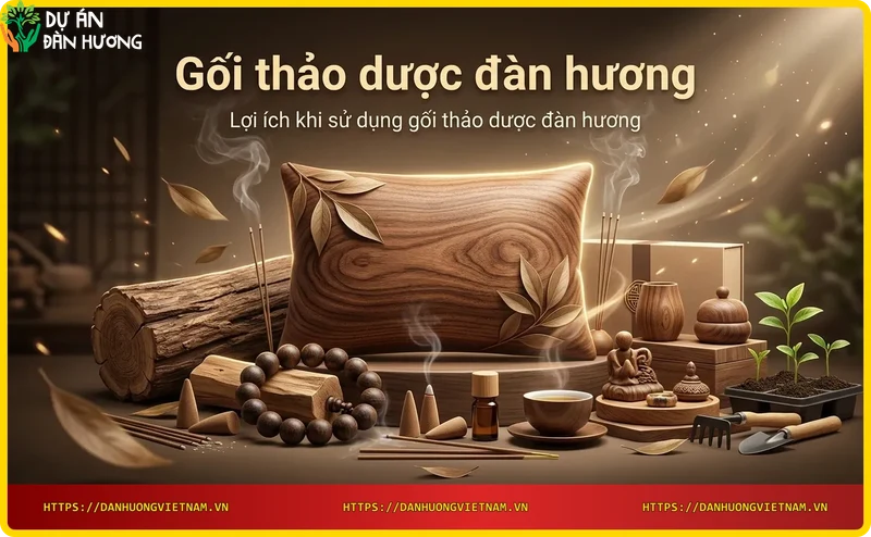 Người nằm ngủ thư giãn trên gối thảo dược đàn hương