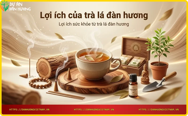 Người thưởng thức trà lá đàn hương trong không gian thư giãn