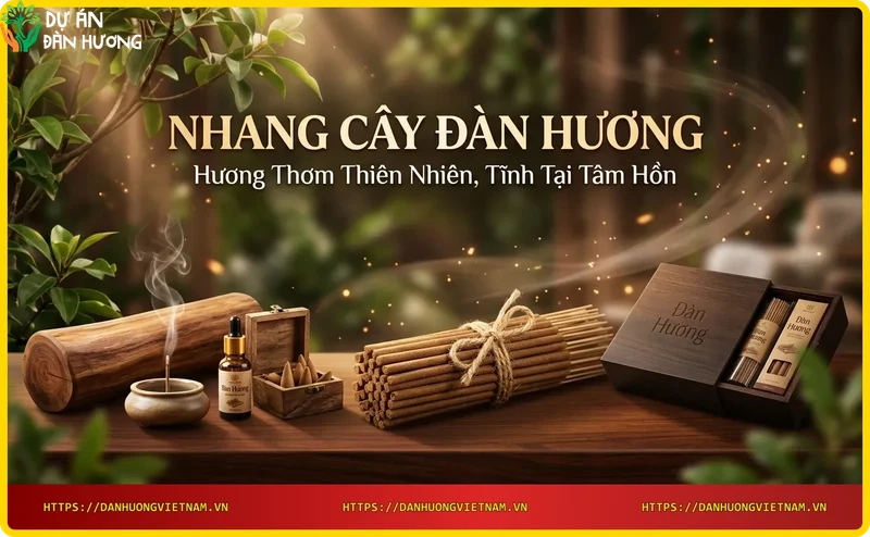 Nguyên liệu gỗ đàn hương tự nhiên và nhang cây thành phẩm