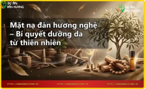 Nguyên liệu làm mặt nạ đàn hương nghệ gồm bột nghệ và tinh dầu đàn hương