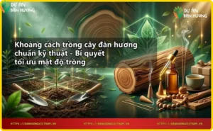 Nông dân đo khoảng cách trồng cây đàn hương