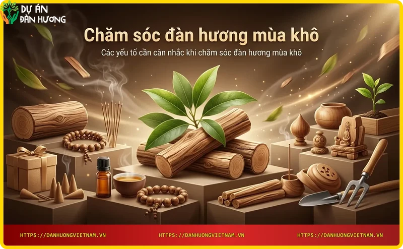 Phủ gốc cho cây đàn hương bằng rơm rạ