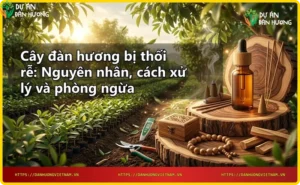 Rễ cây đàn hương bị thối có màu nâu đen và mềm nhũn