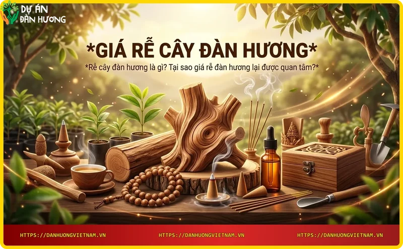Rễ cây đàn hương tươi với vân gỗ và tinh dầu
