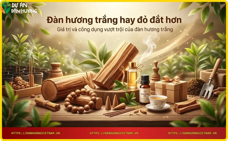 Sản phẩm từ đàn hương trắng: tinh dầu, vòng gỗ, nhang