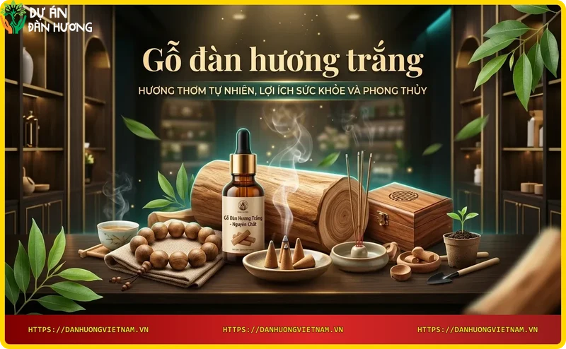 Sản phẩm từ gỗ đàn hương trắng: vòng tay, nhang, tinh dầu