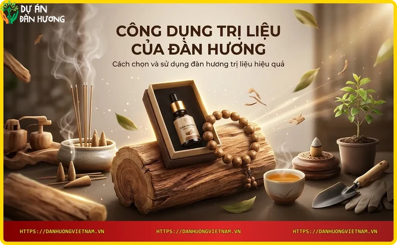 Sandalwood product set including essential oil, incense, and massage oil representing how to choose and use sandalwood