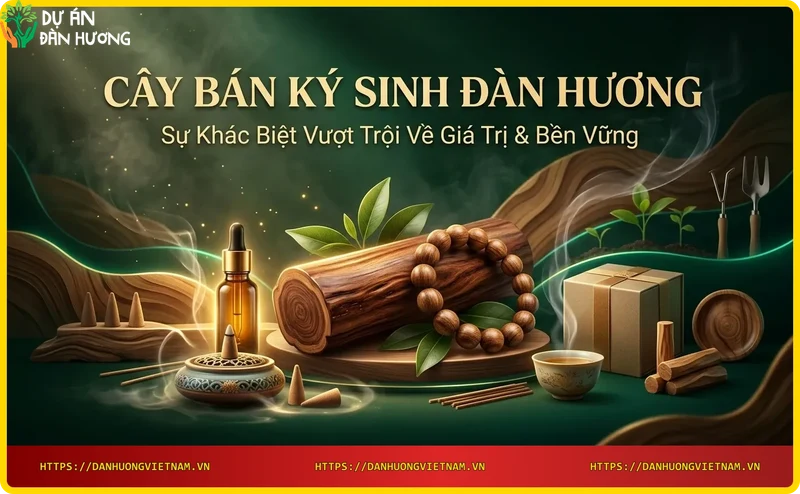 So sánh cây bán ký sinh đàn hương (trái) và cây ký sinh tơ hồng (phải)
