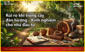 So sánh cây đàn hương khỏe mạnh và cây bị bệnh, minh họa rủi ro tiềm ẩn