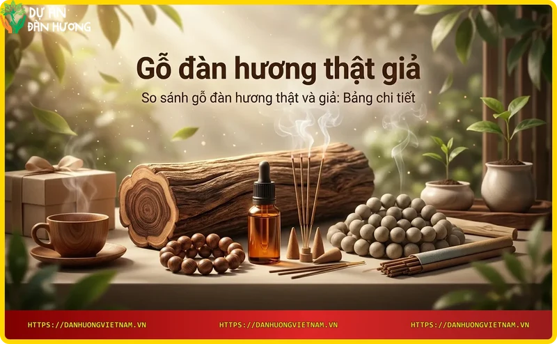 So sánh gỗ đàn hương thật và giả về màu sắc, vân gỗ và độ bóng