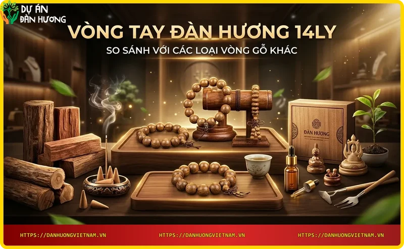 So sánh vòng gỗ đàn hương 14ly với các loại gỗ khác