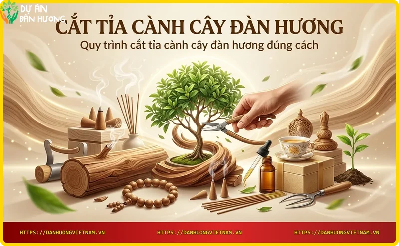 Tay cầm kéo cắt cành đàn hương đúng kỹ thuật