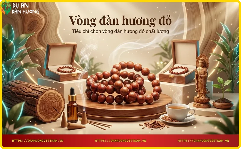 Tay cầm vòng đàn hương đỏ kiểm tra chất lượng