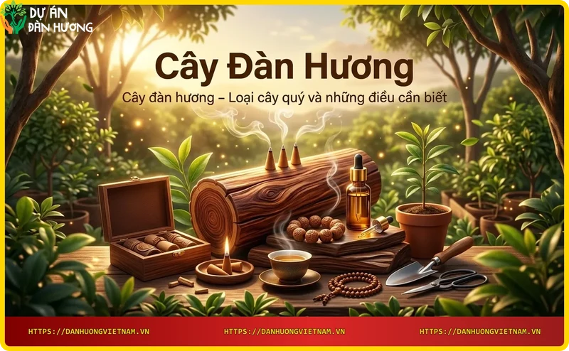 Thân cây đàn hương với nhựa vàng và vân gỗ sần sùi
