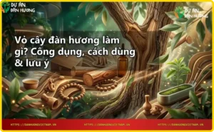 Thân cây đàn hương với vỏ cây sần sùi, nguồn gốc từ thiên nhiên