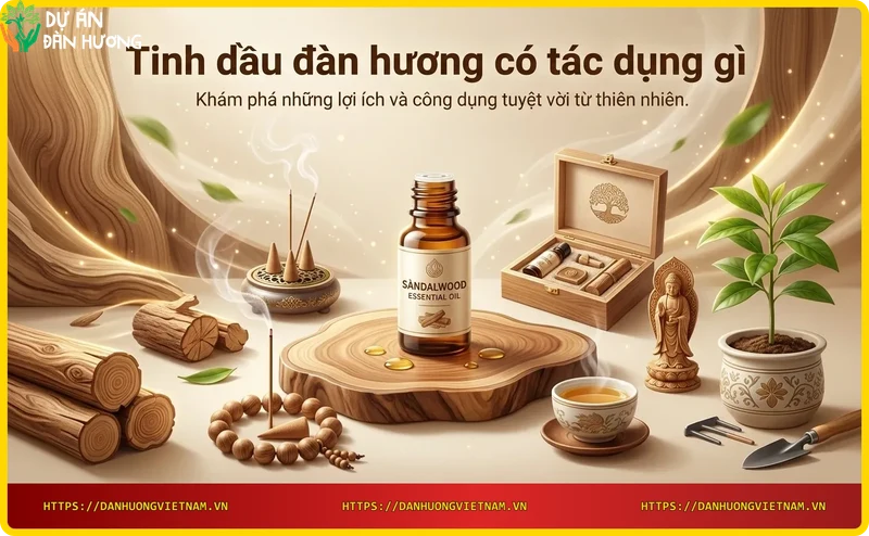 Thớ gỗ đàn hương với tinh dầu tự nhiên