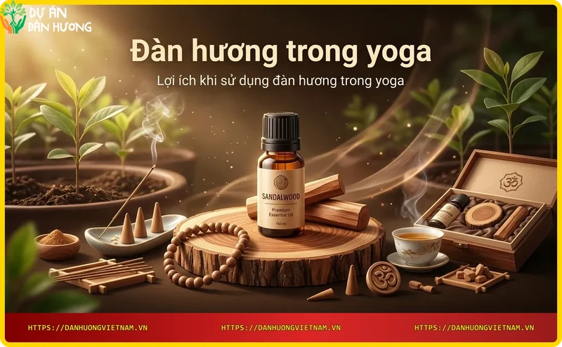 Tinh dầu đàn hương khuếch tán trong không gian yoga, liệu pháp hương thơm thư giãn