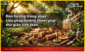 Tinh dầu đàn hương khuếch tán trong không gian yoga, liệu pháp hương thơm thư giãn