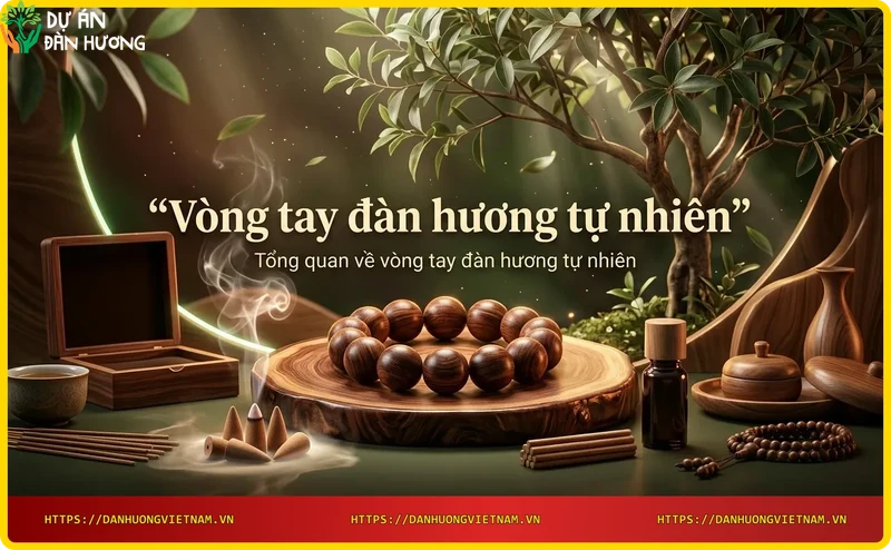 Vòng tay đàn hương tự nhiên cạnh gỗ đàn hương thô